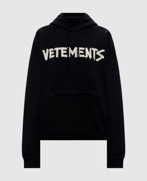 Vetements Black hoodie with logo print MH27HD149Bw