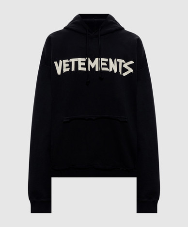 Black hoodie with logo print