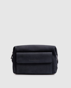 Stefano Ricci Blue nubuck toiletry bag with embossed logo PP461XUOSNS