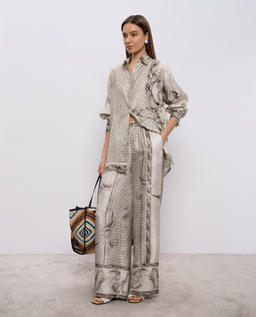 Max Mara MXMRIVE beige silk pants MXMRIVE