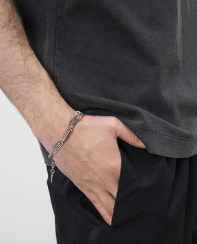 Off-White Silver Paperclip Bracelet OMOA110S26MET001