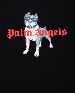 Palm Angels Children's black T-shirt with branded print PBAA003S26JER008