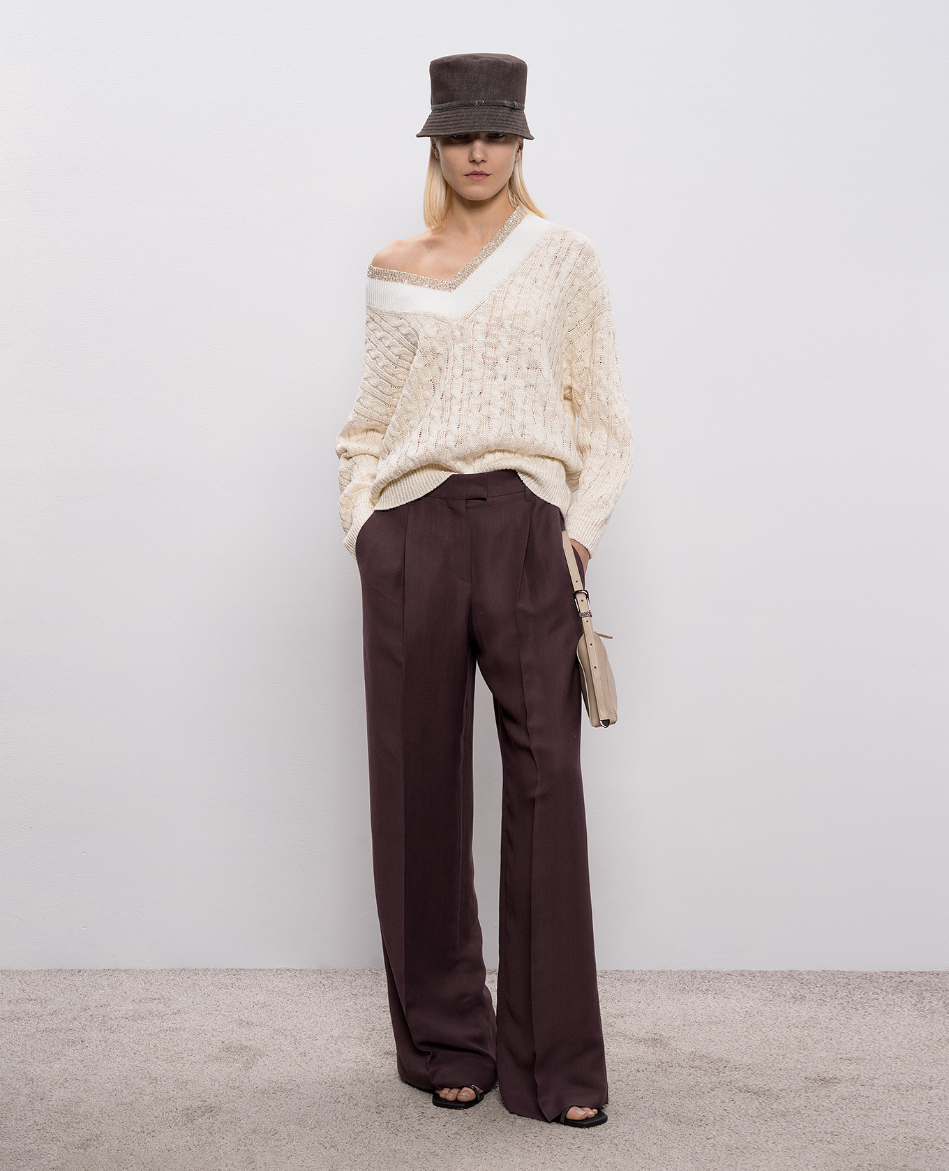 

Beige hemp and silk pullover Brunello Cucinelli