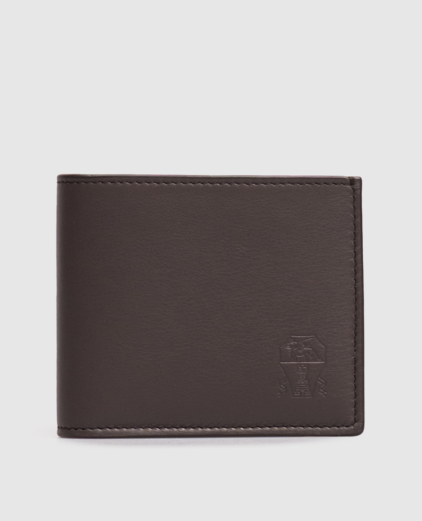 Brown Smooth leather wallet with embossed logo