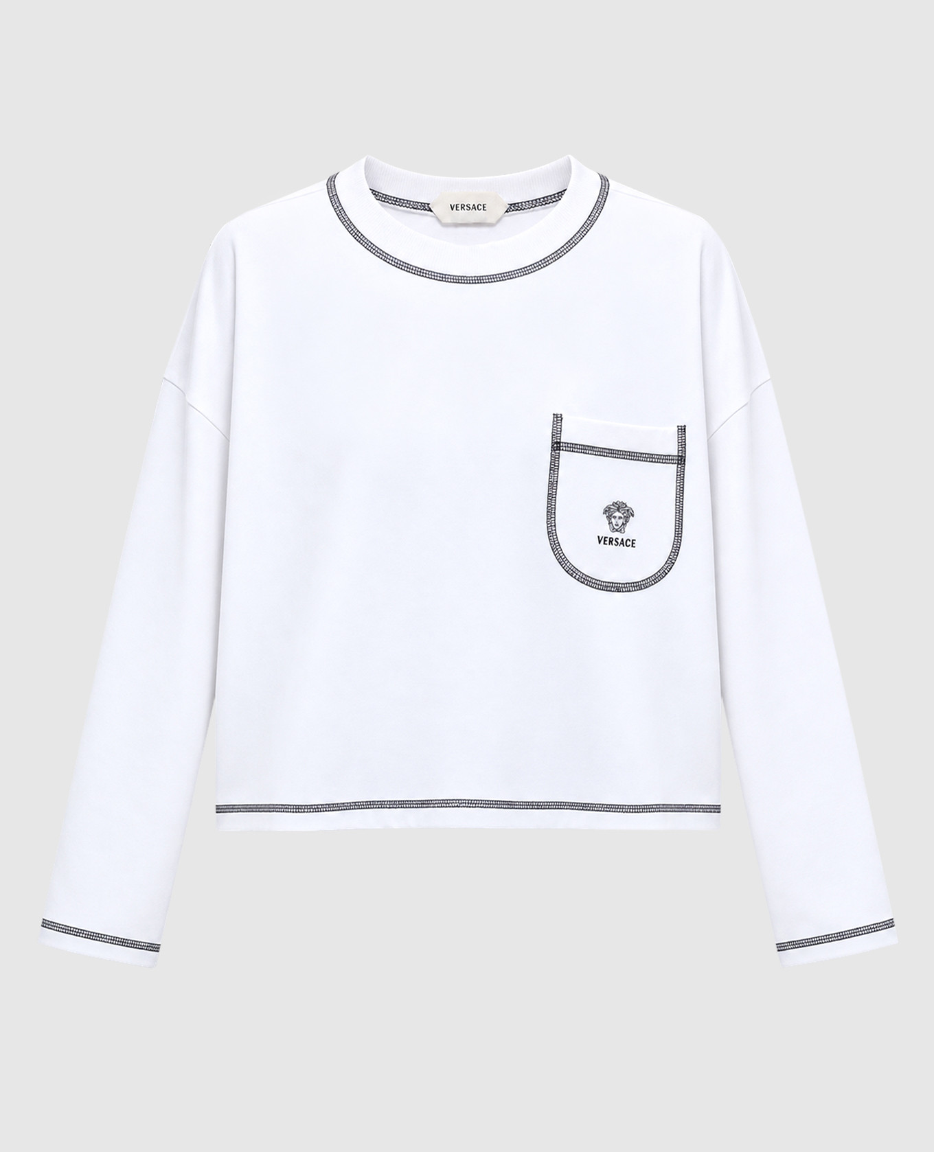 White longsleeve with logo embroidery Versace
