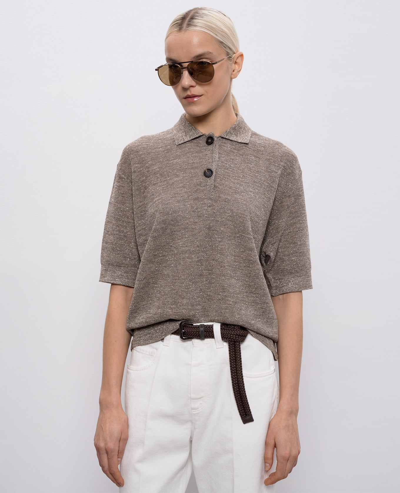 

Brown braided belt with chain Brunello Cucinelli