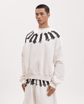 Palm Angels Ivory sweatshirt with logo print PMBA08JS26FLE001
