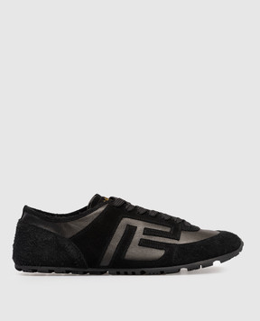 Balmain Black suede Racer sneakers with logo GM1VI410LTNA
