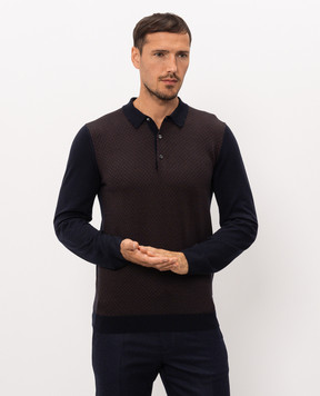 Enrico Mandelli Blue wool and silk polo shirt 4K041A5904