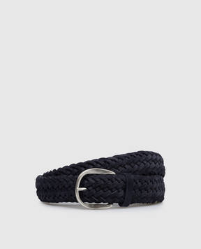 Orciani Blue suede braided belt with logo U08318SUP