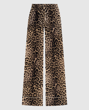 Ermanno Scervino Beige silk pants with animal print D482P350YLI
