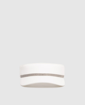 Brunello Cucinelli White visor with monil chain MCAP9T001