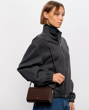 Jil Sander Brown leather bag with logo print J10VL0023P4841