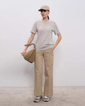 Peserico Beige striped linen T-shirt A06022J003139