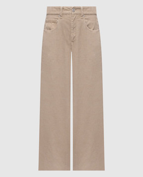 Brunello Cucinelli Beige corduroy pants with linen MP185P4021