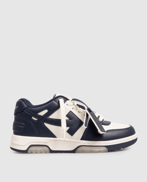 Off-White Out Of Office blue leather sneakers with logo OWIA259F25LEA0020348