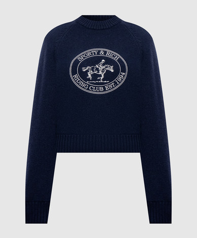 Pull en laine bleue du Joconde Riding Club