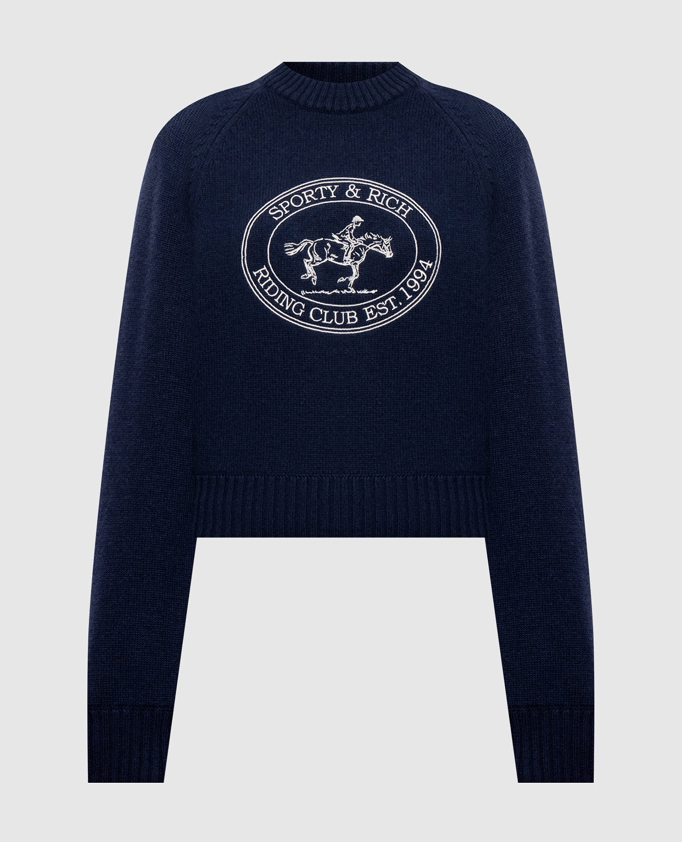 Pull en laine bleue du Joconde Riding Club