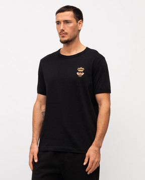 Dolce&Gabbana Black T-shirt with branded embroidery G8PV1ZG7WUQsh