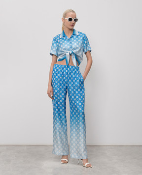 Casablanca Blue printed silk pants WSS26TR37202