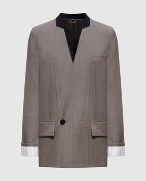 Victoria Beckham Gray double-breasted wool jacket 1226WJK007214A
