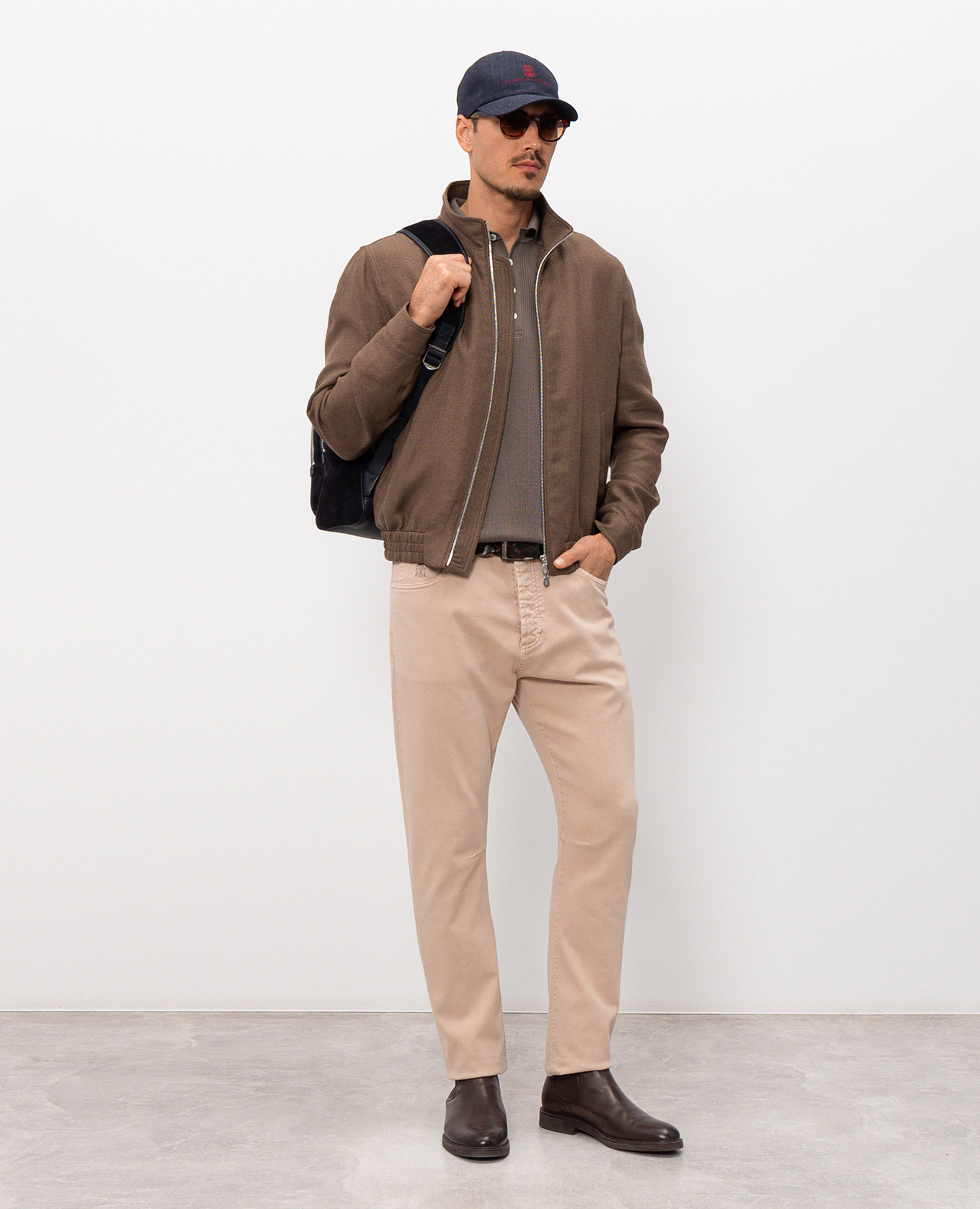 

Brown ribbed polo shirt Brunello Cucinelli