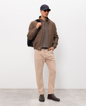 Brunello Cucinelli Brown ribbed polo shirt M29400025
