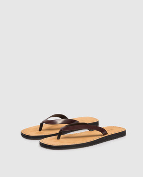 The Row Burgundy Leather City Flip Flop F1388L60C