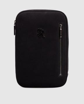 Stefano Ricci Black nubuck sling bag with monogram ND200SRUSNS
