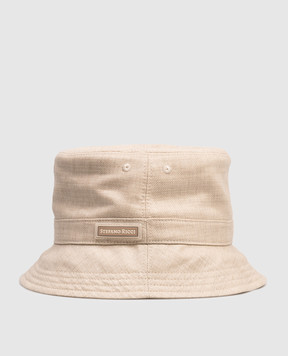 Stefano Ricci Beige wool and linen panama hat with logo MCV6100240LW001Q