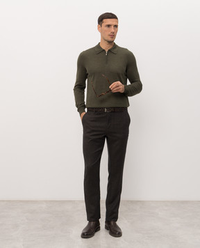 Castangia dal 1850 Green wool and silk polo shirt CS5304