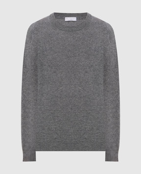 Brunello Cucinelli Gray cashmere jumper with monil chain M12244410