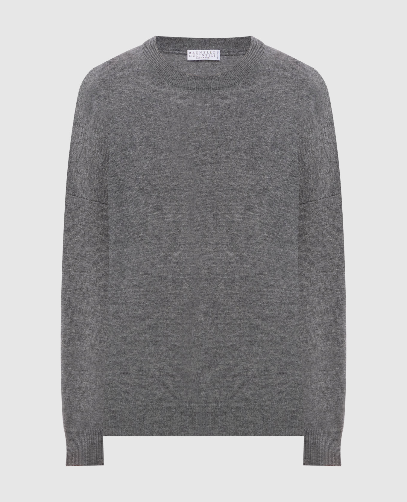 Gray cashmere jumper with monil chain