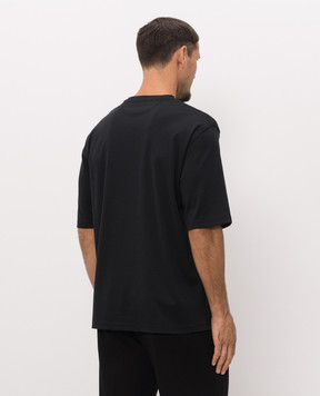 Stefano Ricci Black T-shirt with monogram embroidery MNH6305460LUXT