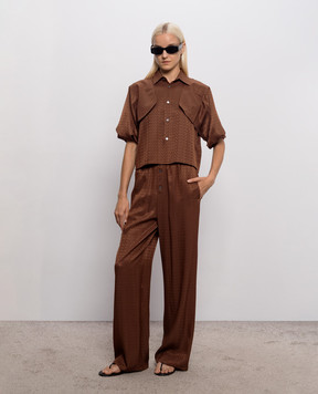 Maison Margiela MM6 Brown blouse with logo pattern S52DT0044M36007