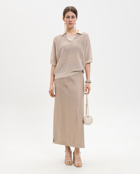 Peserico Beige skirt with linen P05143Z01921