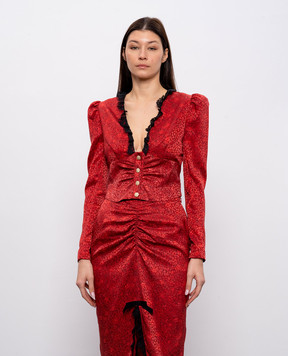 Alessandra Rich Red silk blouse with lace FABX4284F4670