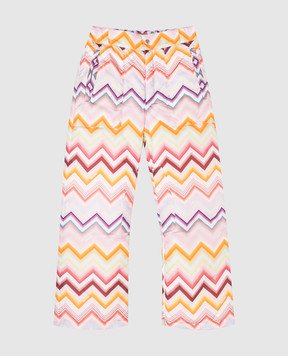 Missoni Children's pink ski pants with branded print MZ6A70N0443
