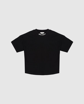 Palm Angels Children's black T-shirt with logo print PBAA002S26JER001