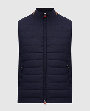 Kiton Blue wool vest UW2491V0452L