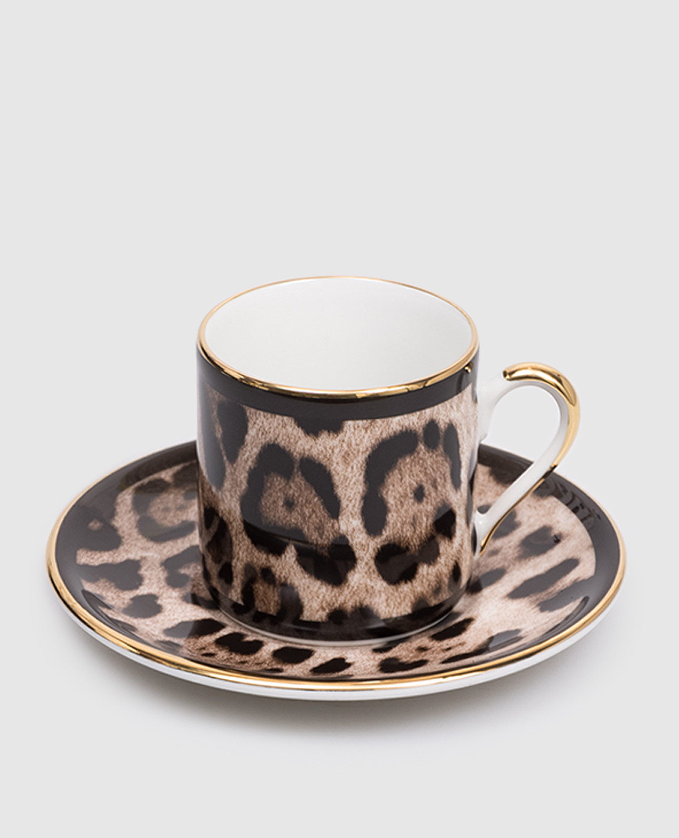 

Leopard print porcelain coffee cup and saucer set Dolce&Gabbana, Brown