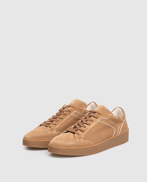 Canali Brown suede sneakers with logo RB01269491225