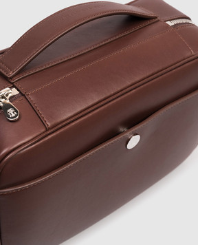 Brunello Cucinelli Brown leather toiletry bag with embossed logo MWZNBU441