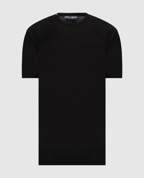 Dolce&Gabbana Black straight-cut T-shirt with logo patch G8JX7TFU7EQ