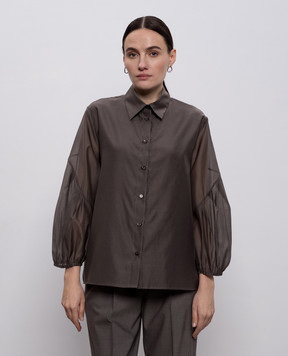 Peserico Brown blouse with silk A0634408372