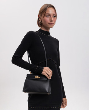 Babe Pay Pls Black leather satchel bag 06508