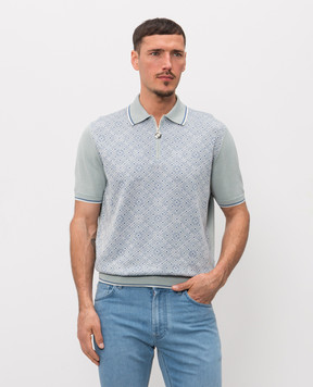 Stefano Ricci Green polo with silk in geometric pattern K616461P31F26223