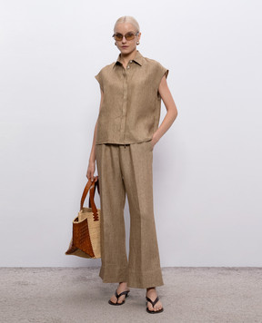Herno Brown linen sleeveless shirt CM000049D17105Z