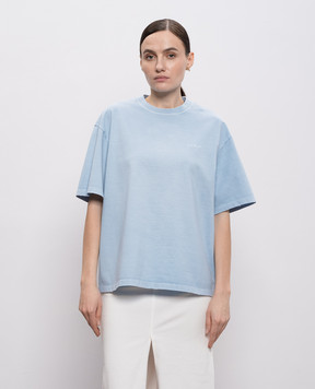 Dondup Blue T-shirt with embroidered logo DS074JF0352RMD2