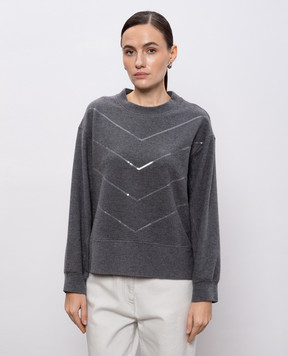 Peserico Gray sweatshirt with sequins S12501J0Q01126